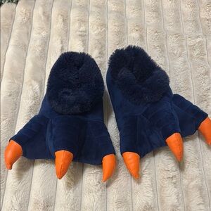 Fuzzy Monster Claw Slippers - Navy and Orange